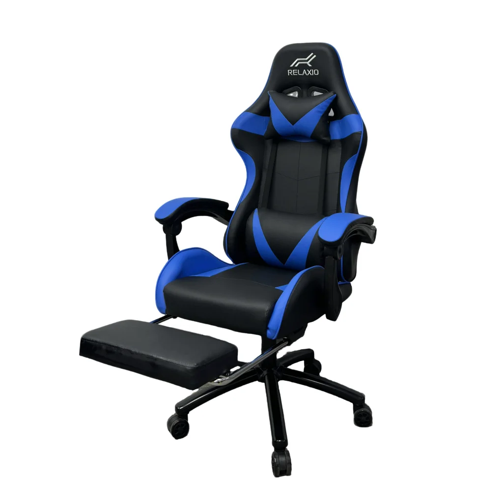 Gaming Chair With Headrest and Foot Rest - Blue - Furniture