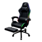Gaming Chair With Headrest and Foot Rest LED Light - Black