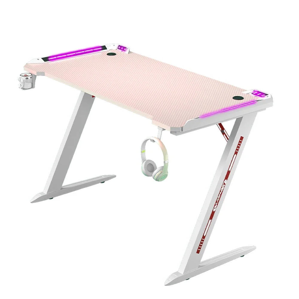 Gaming Desk 120cm RGB Home Office Carbon Fiber LED Lights