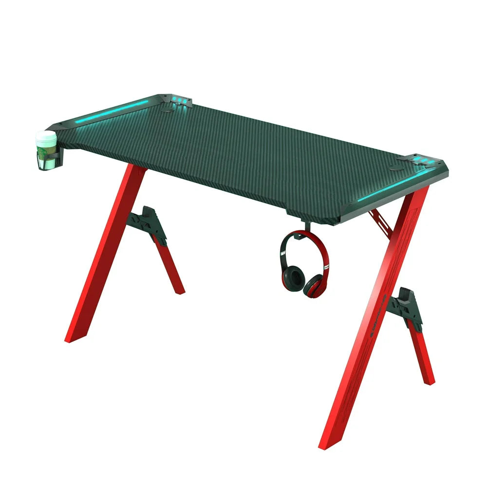 Gaming Desk 140cm RGB Desktop PC Computer Racing Table