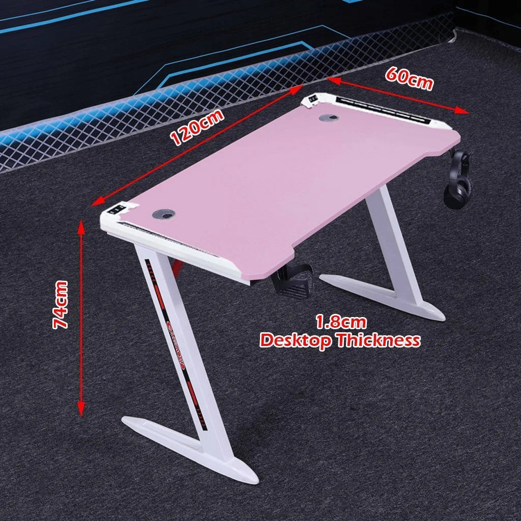 Gaming Desk 140cm RGB Desktop PC Computer Racing Table