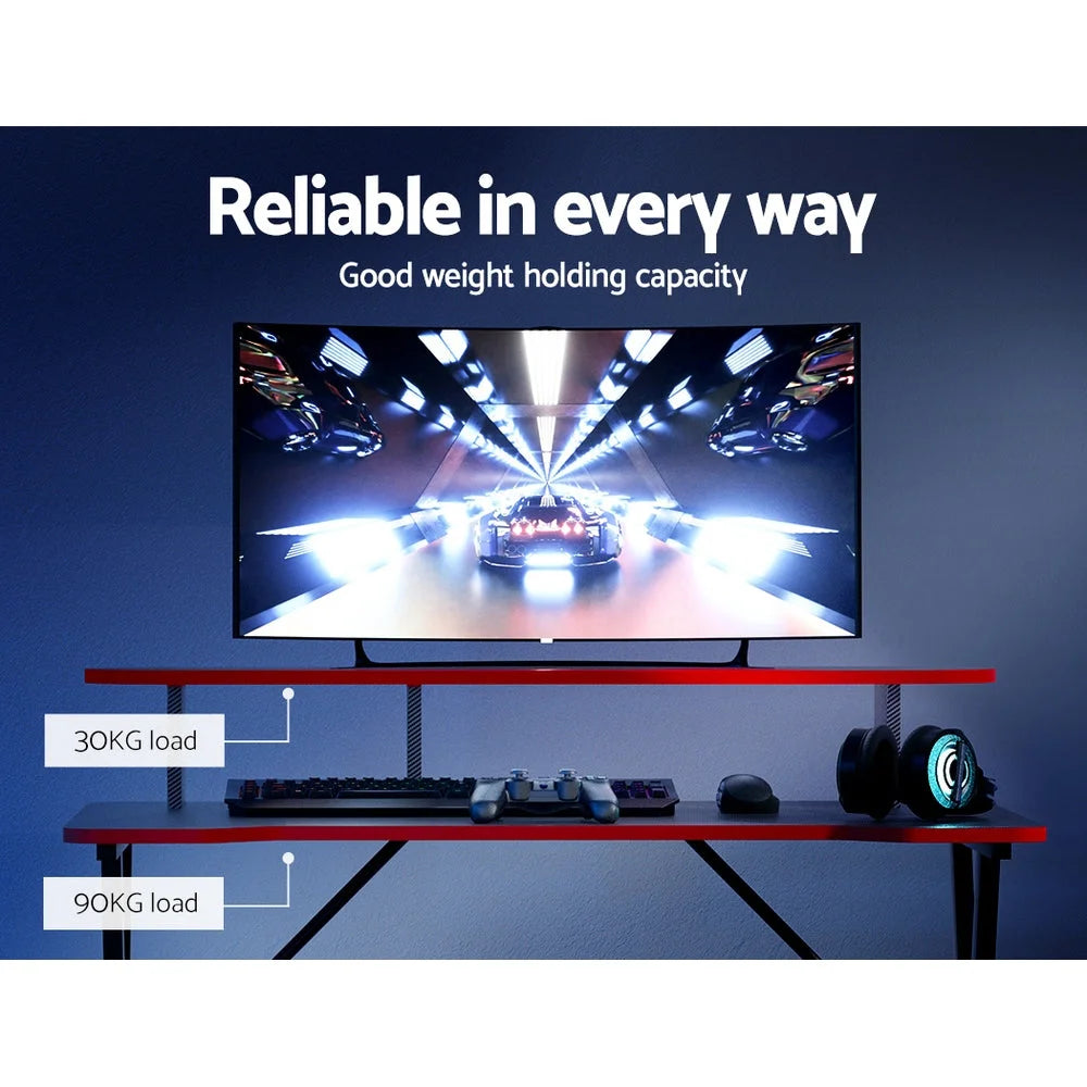 Gaming Desk Computer Table 2-Tiers Storage Study Home