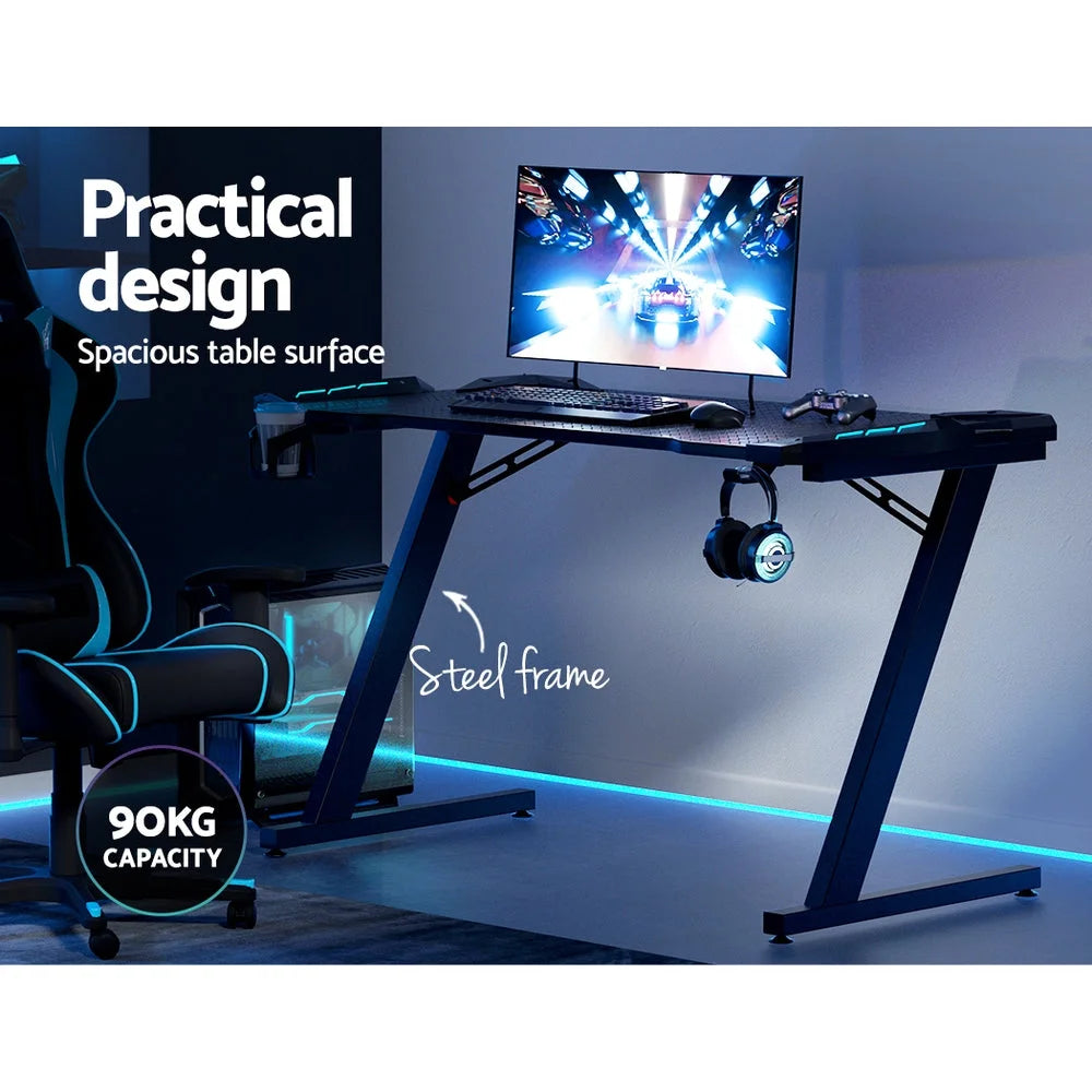Gaming Desk Computer Table Study Home Office RGB LED Light