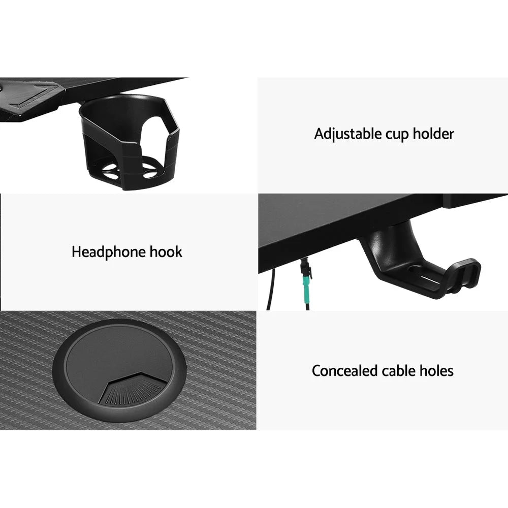 Gaming Desk Computer Table Study Home Office RGB LED Light