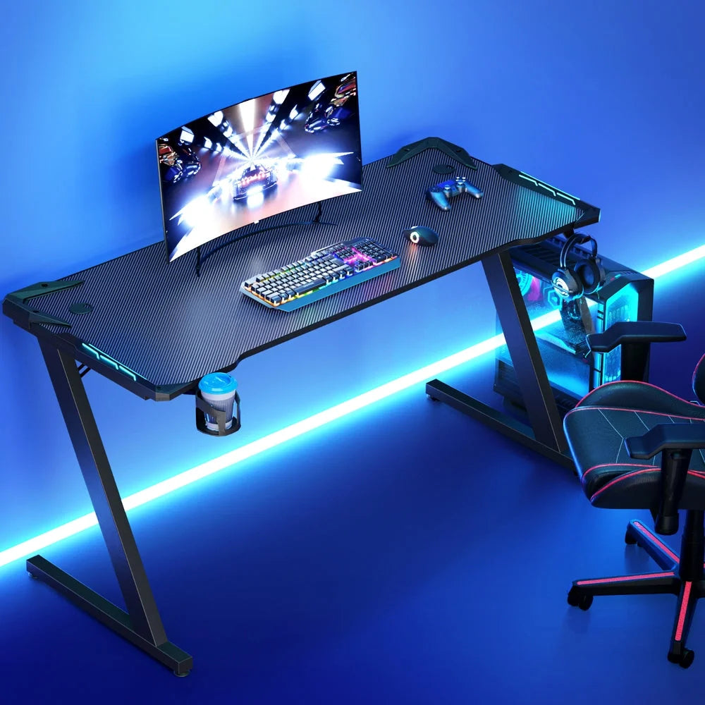 Gaming Desk Computer Table Study Home Office RGB LED Light