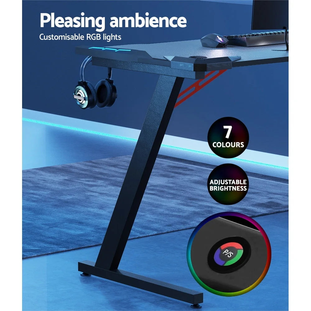 Gaming Desk Computer Table Study Home Office RGB LED Light