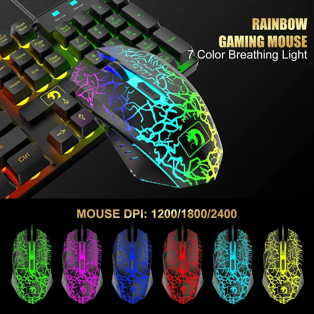 Gaming Keyboard & Mouse & Headset & Mousepad Set RGB