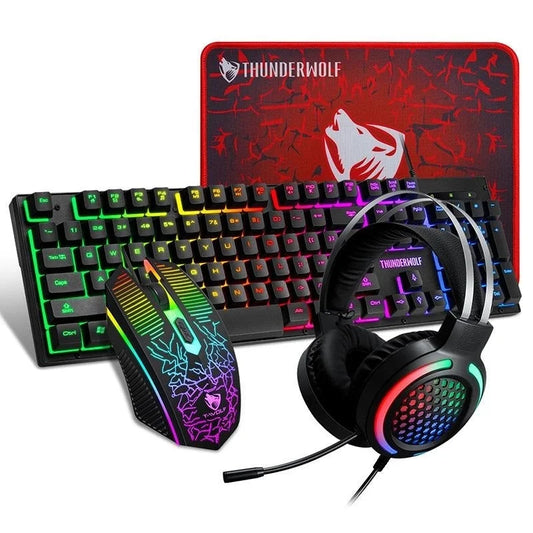 Gaming Kit 4-Piece Rainbow Keyboard/Mouse/Headphone/Mouse