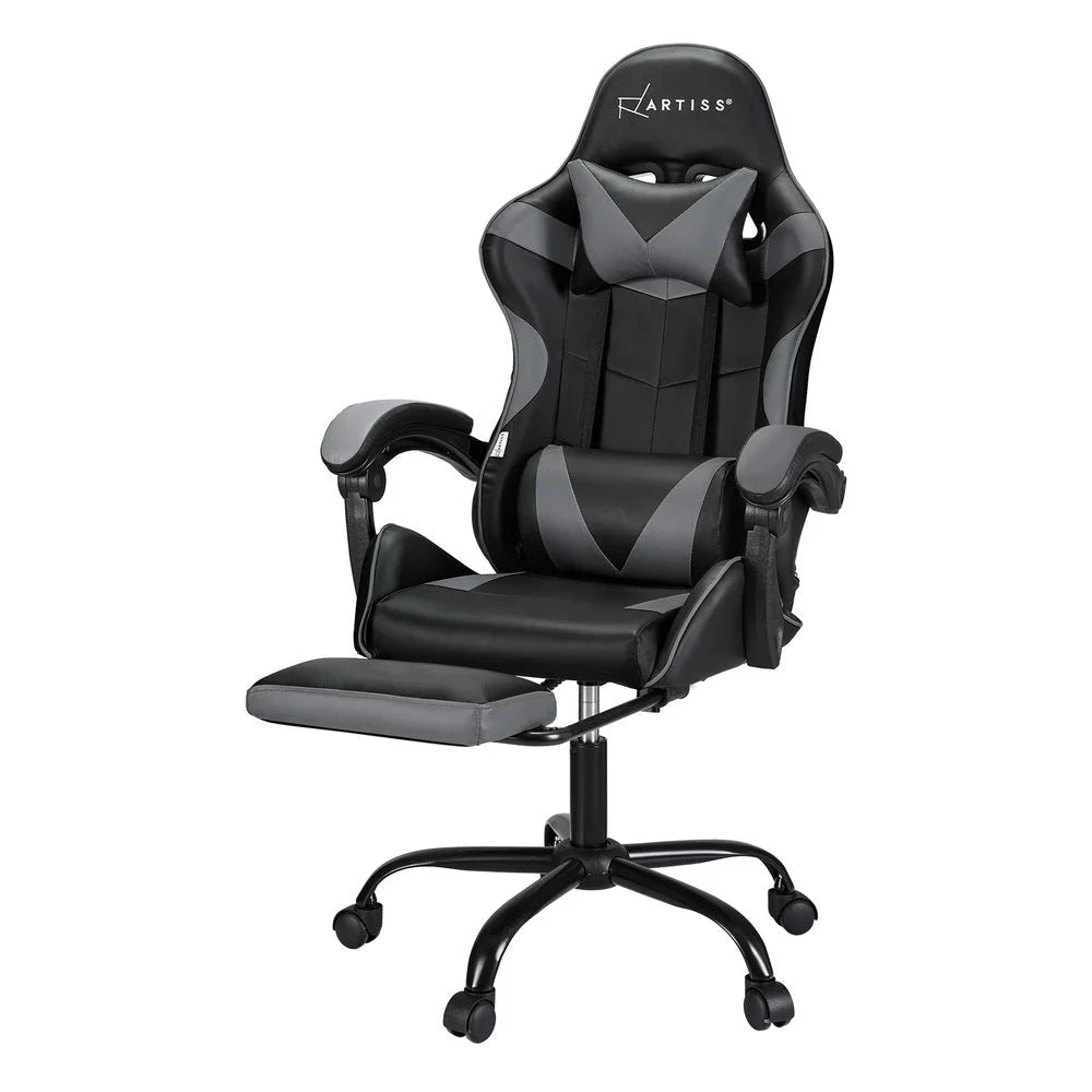 Gaming Office Chair 2 Point Massage with Footrest - Grey
