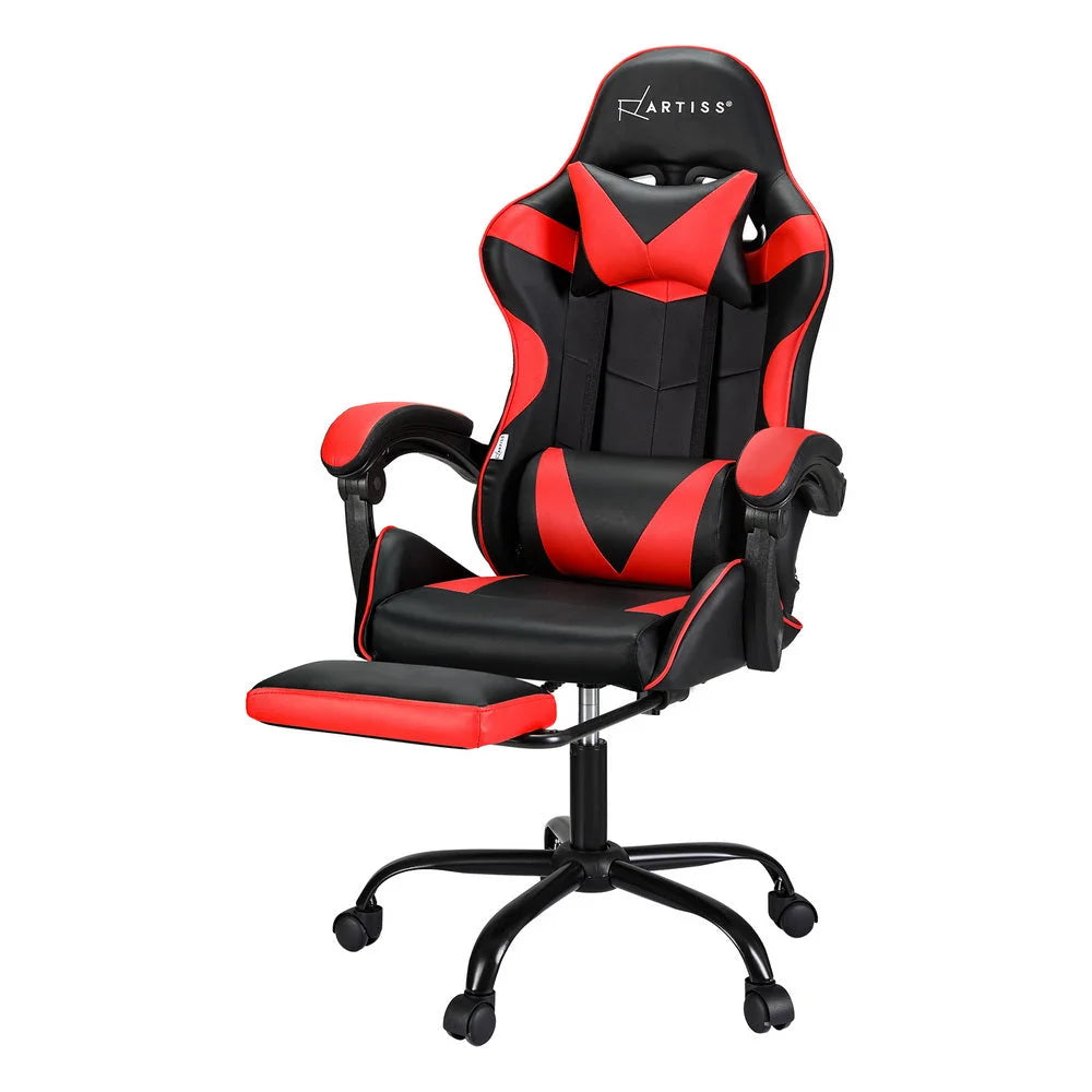 Gaming Office Chair 2 Point Massage with Footrest - Red
