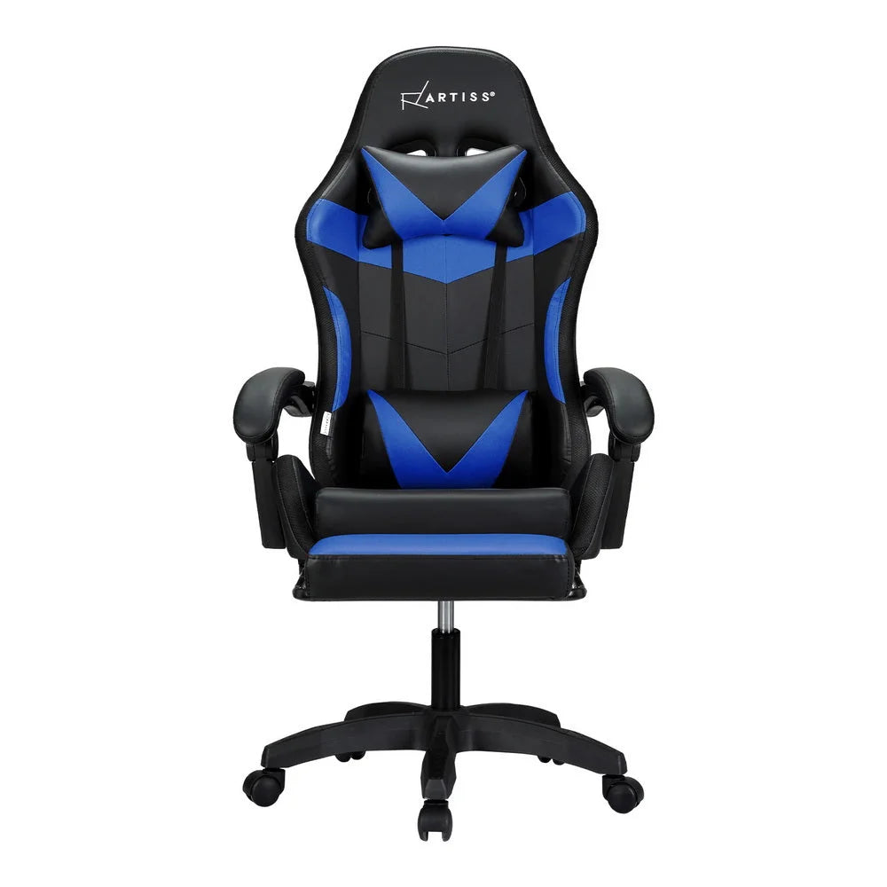 Gaming Office Chair 6 Point Massage 7 LED with Footrest