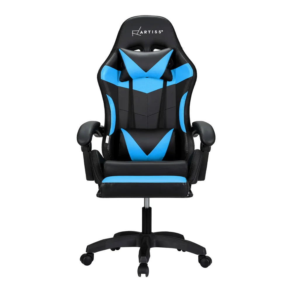 Gaming Office Chair 6 Point Massage 7 LED with Footrest