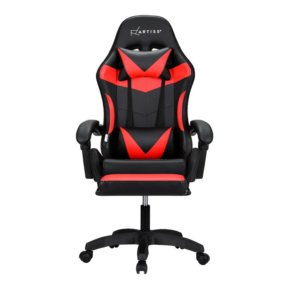 Gaming Office Chair 6 Point Massage 7 LED with Footrest