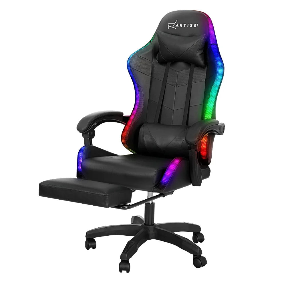 Gaming Office Chair 6-Point Massage with LED and Footrest