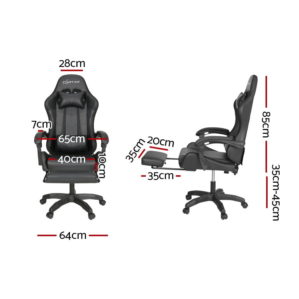 Gaming Office Chair 6-Point Massage with LED and Footrest