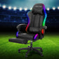 Gaming Office Chair 6 Point Massage LED Footrest Black