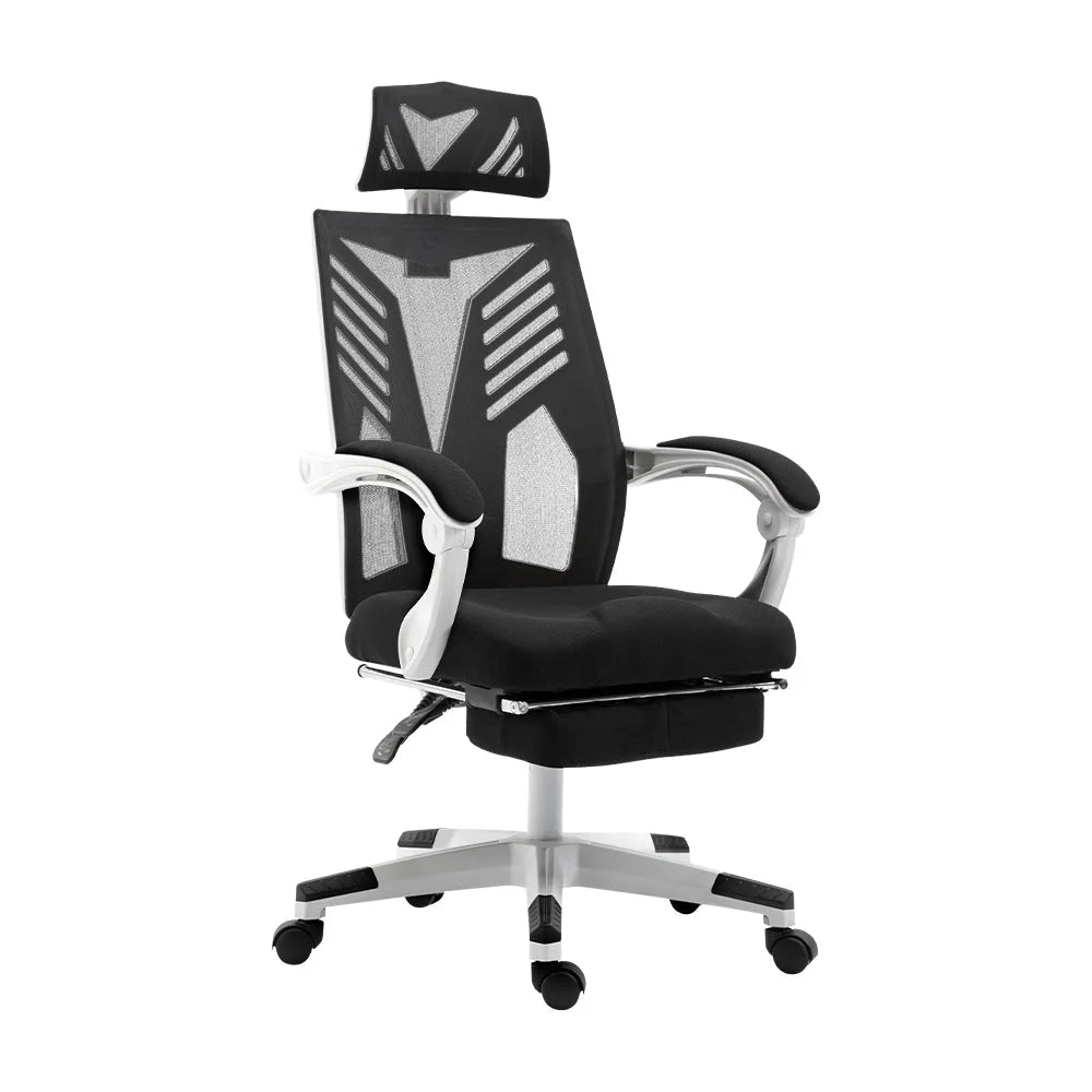 Gaming Office Chair Computer Desk Recliner - White - Artiss