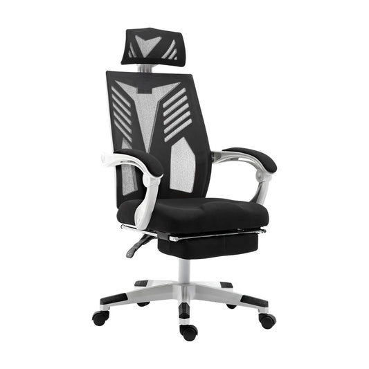 Gaming Office Chair Computer Desk Recliner - White - Artiss