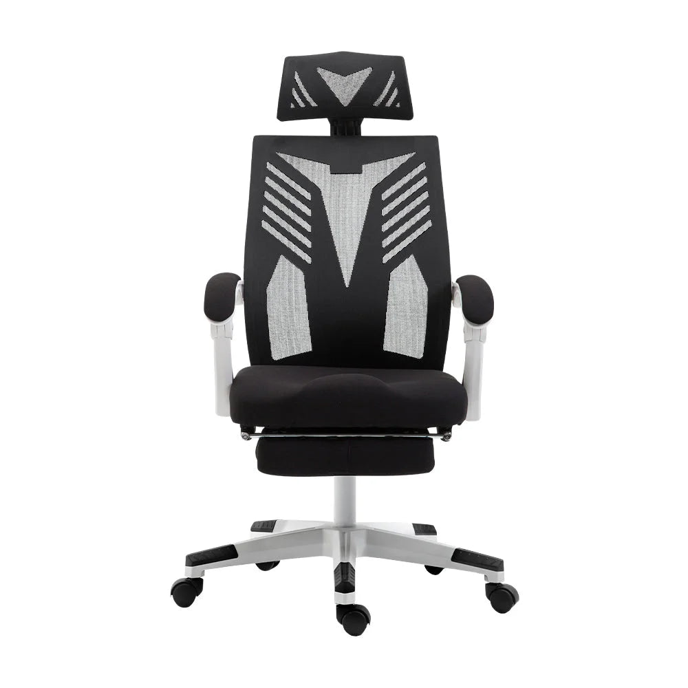 Gaming Office Chair Computer Desk Recliner - White - Artiss