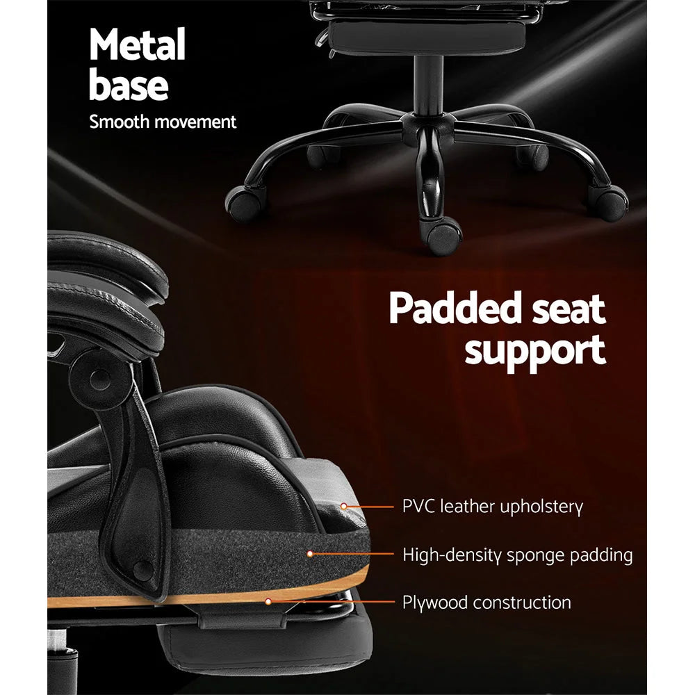 Grey leather office chair with mesh backrest and caster base