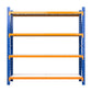 Blue steel 2m garage shelving rack with pallet rack tiers for workshop storage