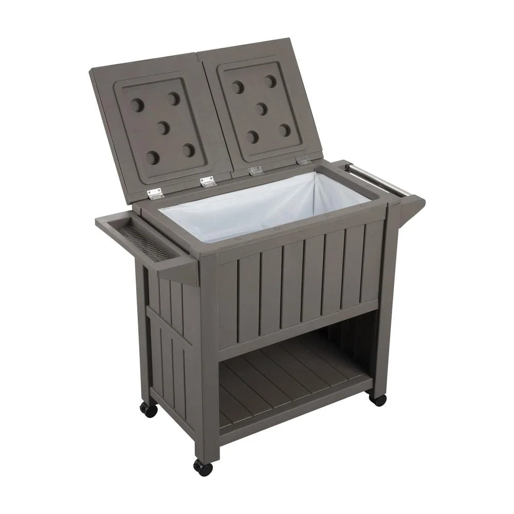 Garden Bar Serving Cart with Cooler - Taupe - Furniture