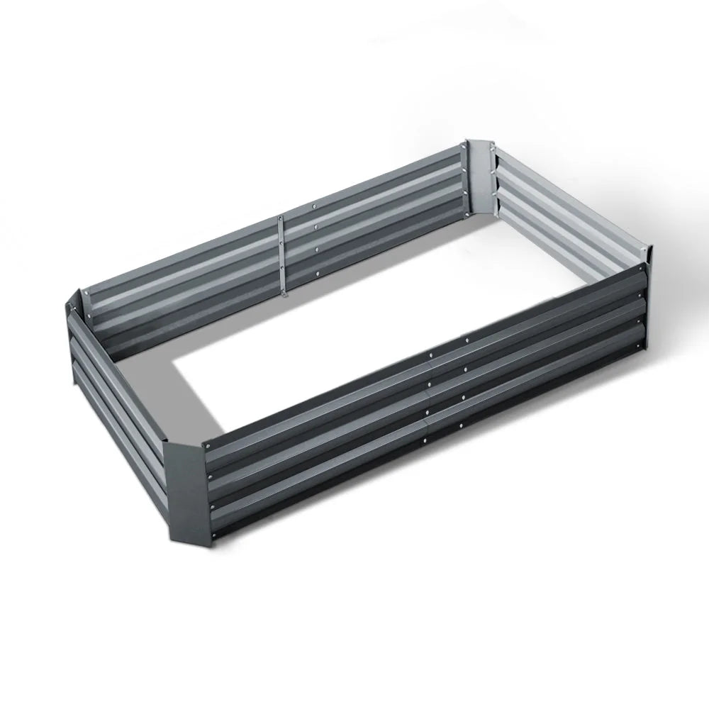 Garden Bed 150x90cm Galvanised Steel Aluminium Grey