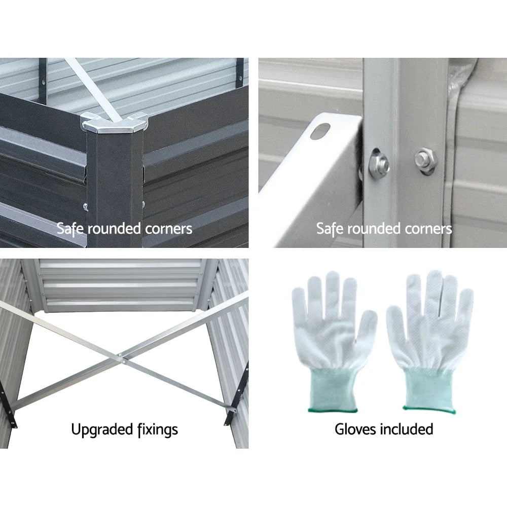 Garden Bed 240X80X77CM Galvanised Raised Steel Instant