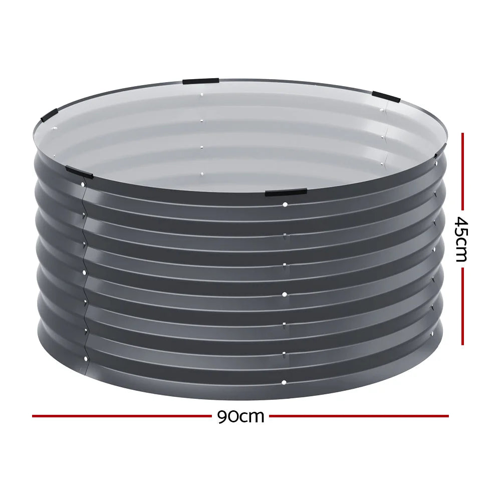 Garden Bed Planter Box Raised Round Latches Galvanised Herb