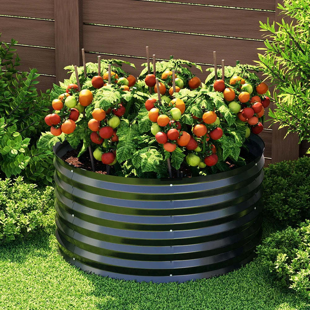 Steel 90x45cm bed planter box with raised round latches galvanised