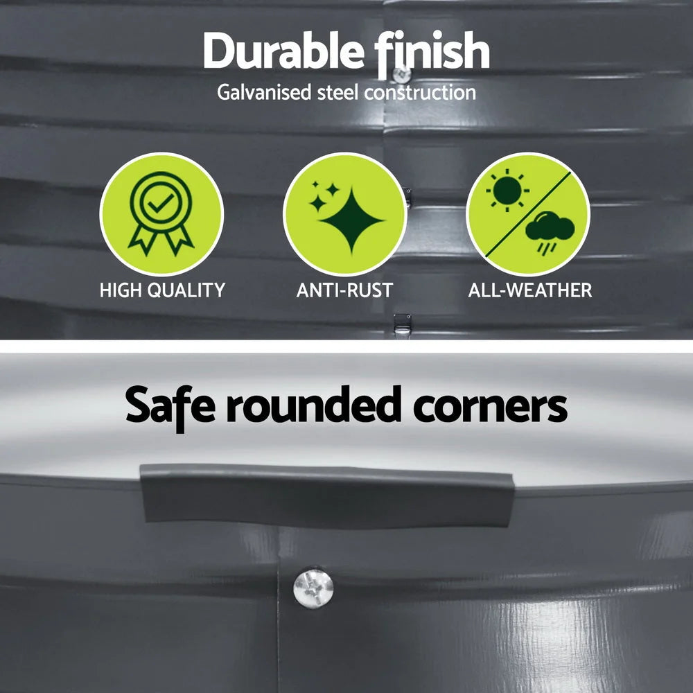 Garden Bed Planter Box Raised Round Latches Galvanised Herb