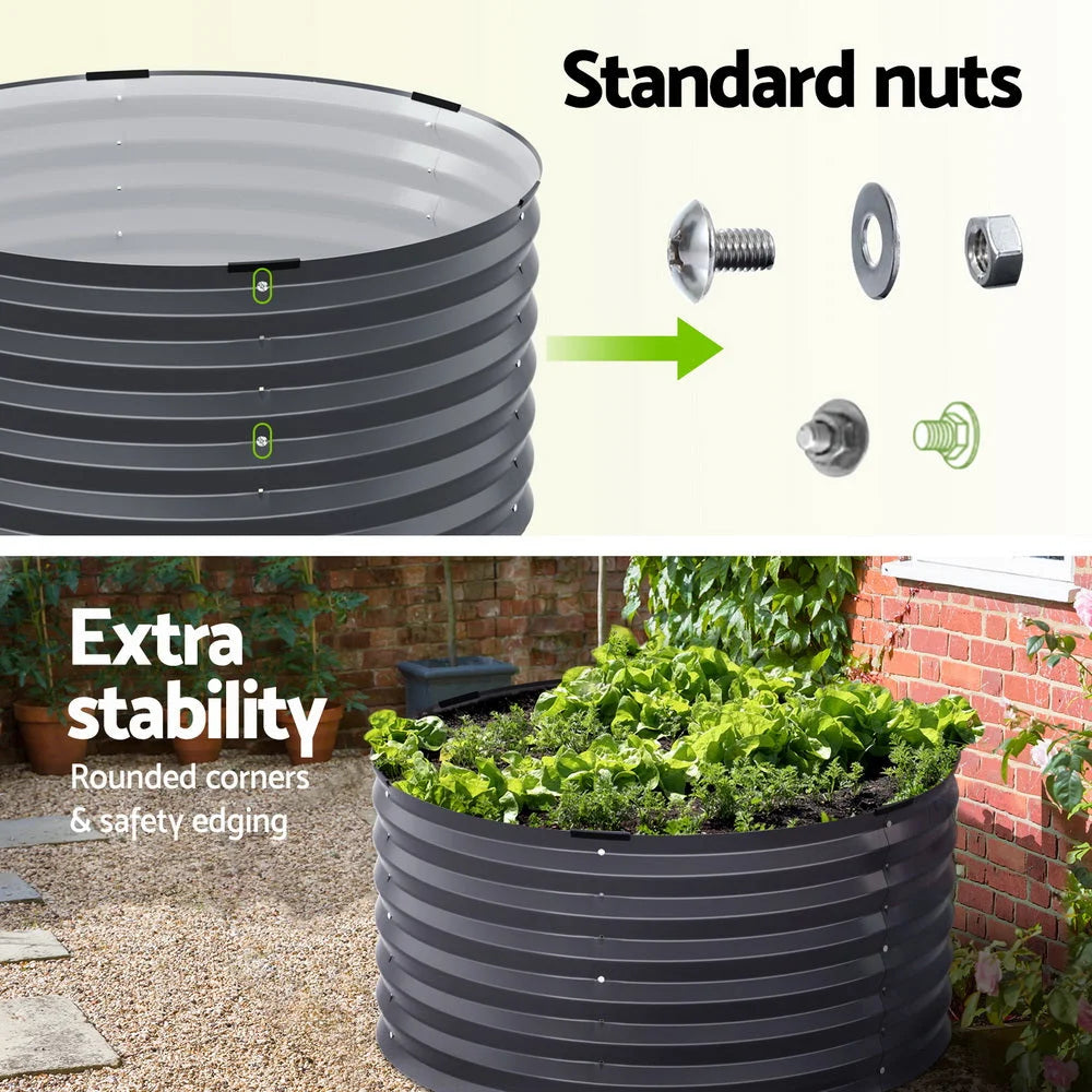 Bed Planter Box Raised Round Latches Galvanised Herb