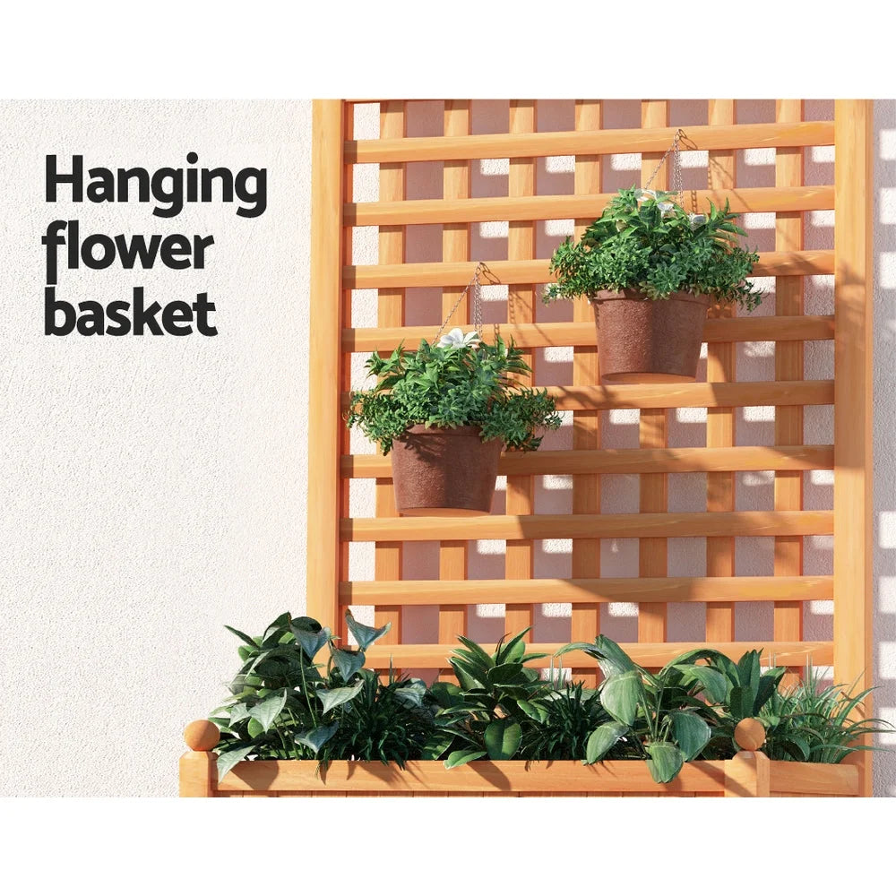 Garden Bed Wooden Planter Box Raised with Trellis