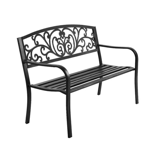 Garden Bench Seat Steel/Iron Outdoor Vintage Black - Garden