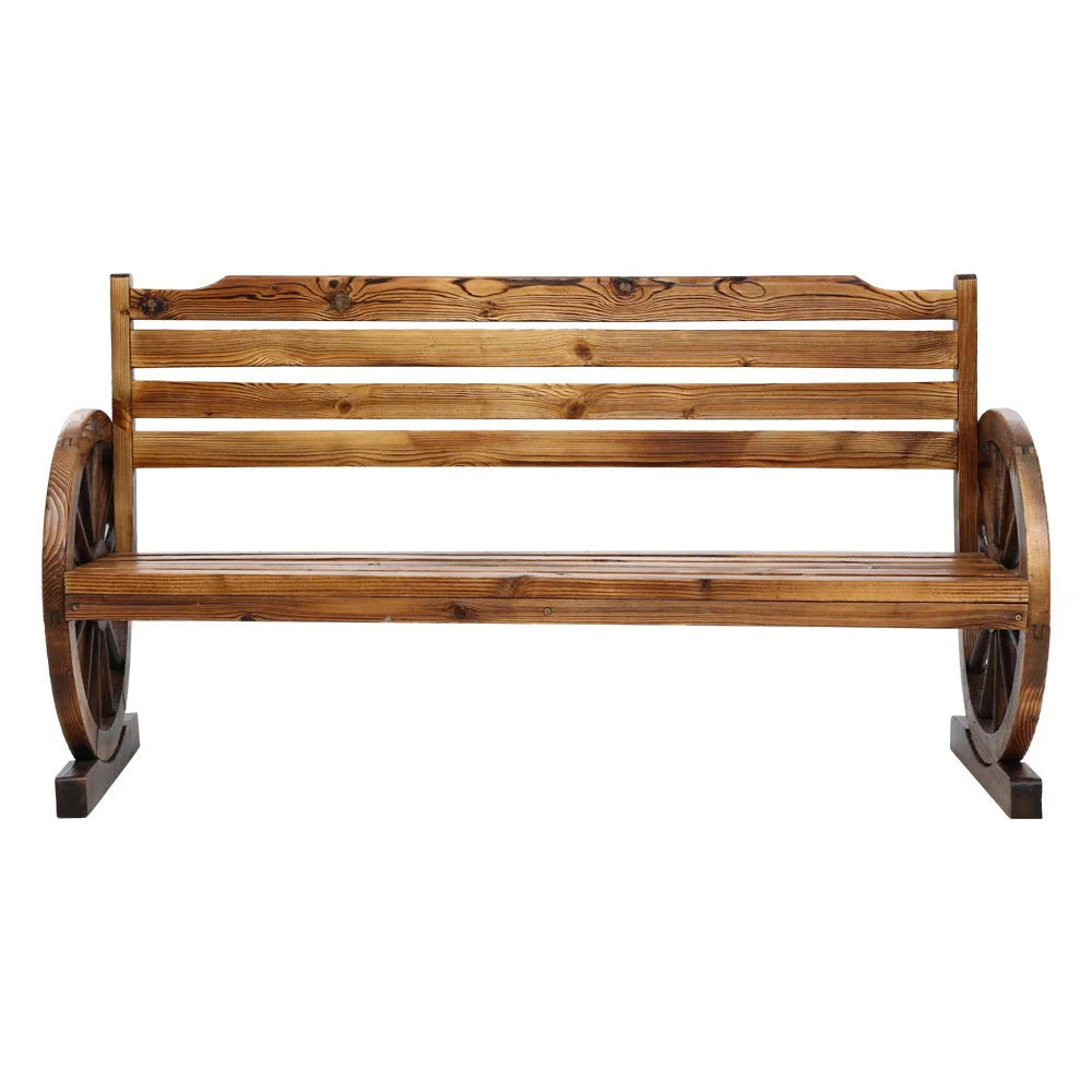 Garden Bench Wooden Wagon Chair 3 Seat Outdoor Furniture