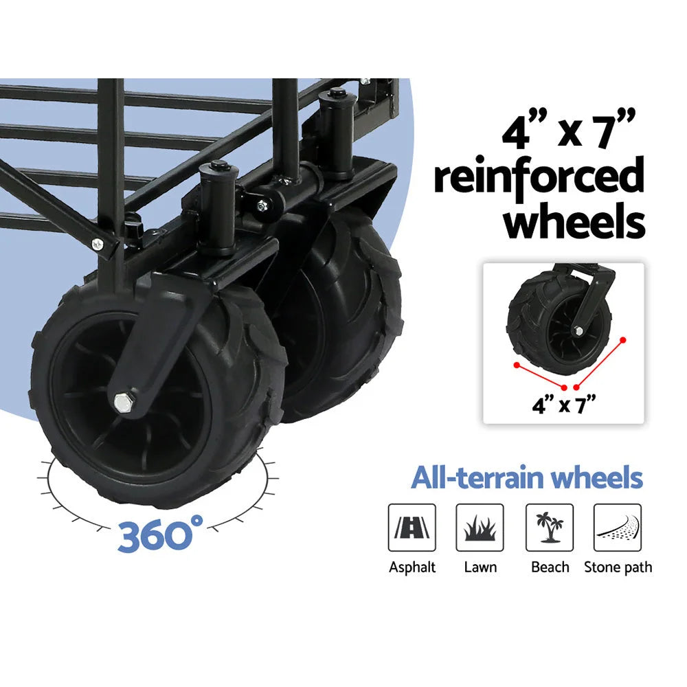 120kg storage trolley with cupboard storage and rolling base