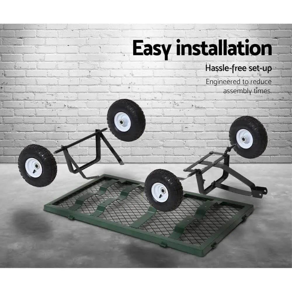 Garden Cart Mesh 300kg Steel Removable Sides Trolley Wagon