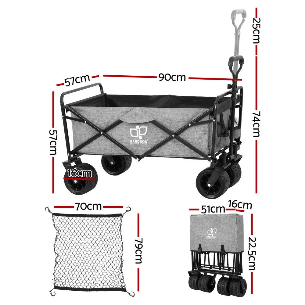 Grey cart with side supports and structural rails
