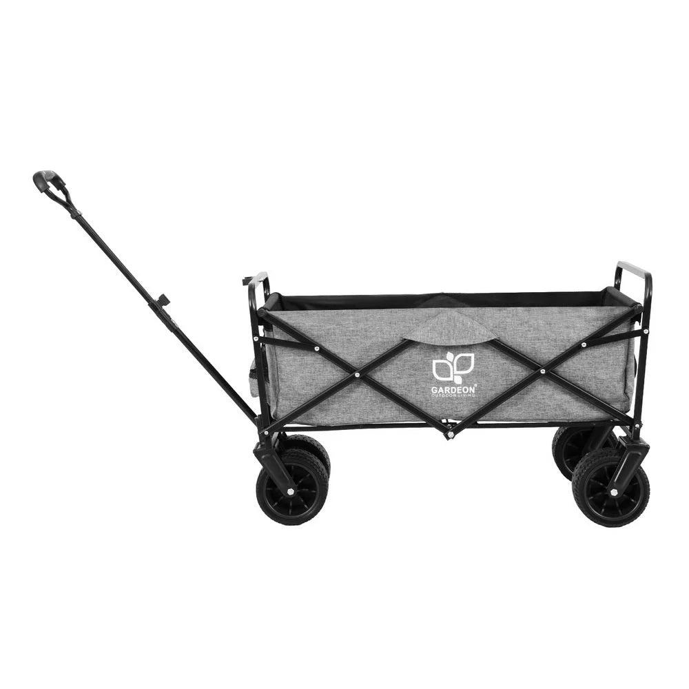 Grey cart with shelves and rolling wheels