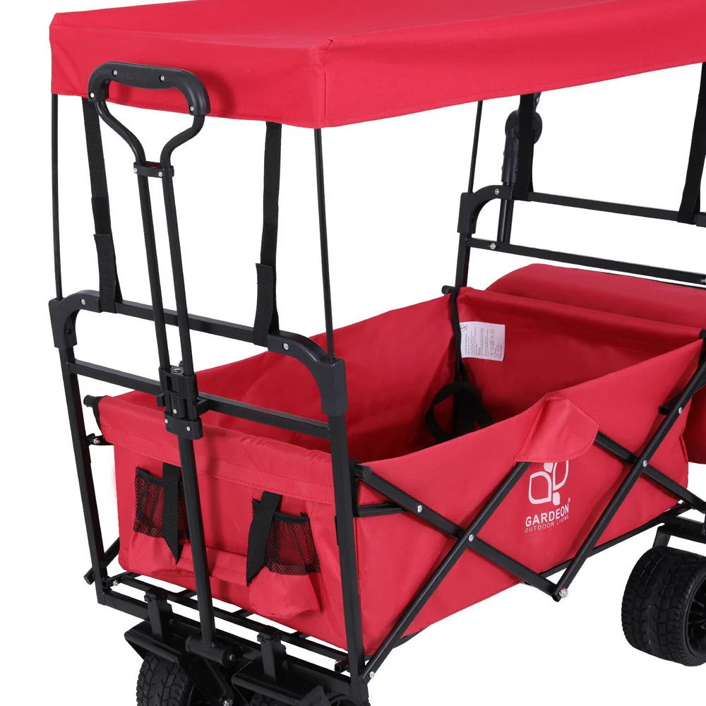 Garden Cart with Removable Canopy - Red - Furniture