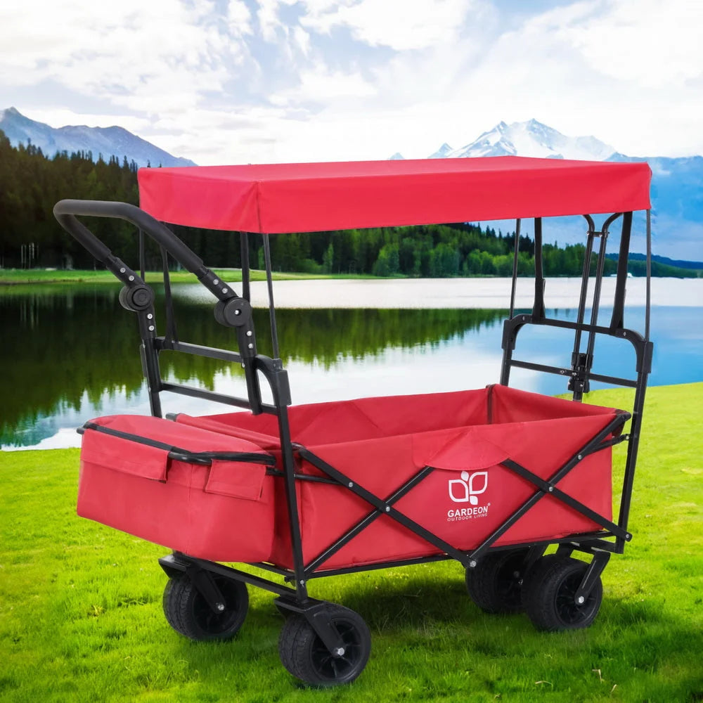 Garden Cart with Removable Canopy - Red - Furniture
