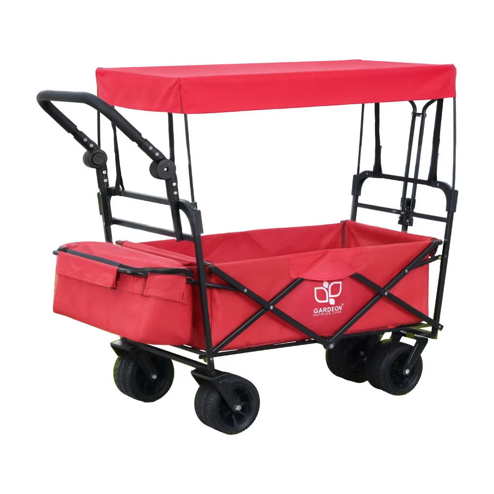 Garden Cart with Removable Canopy - Red - Furniture