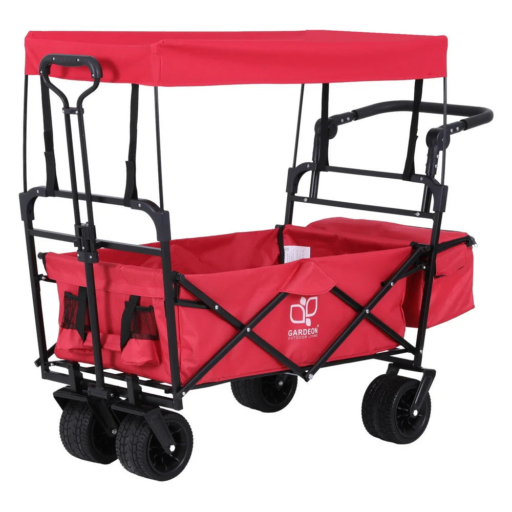 Garden Cart with Removable Canopy - Red - Furniture