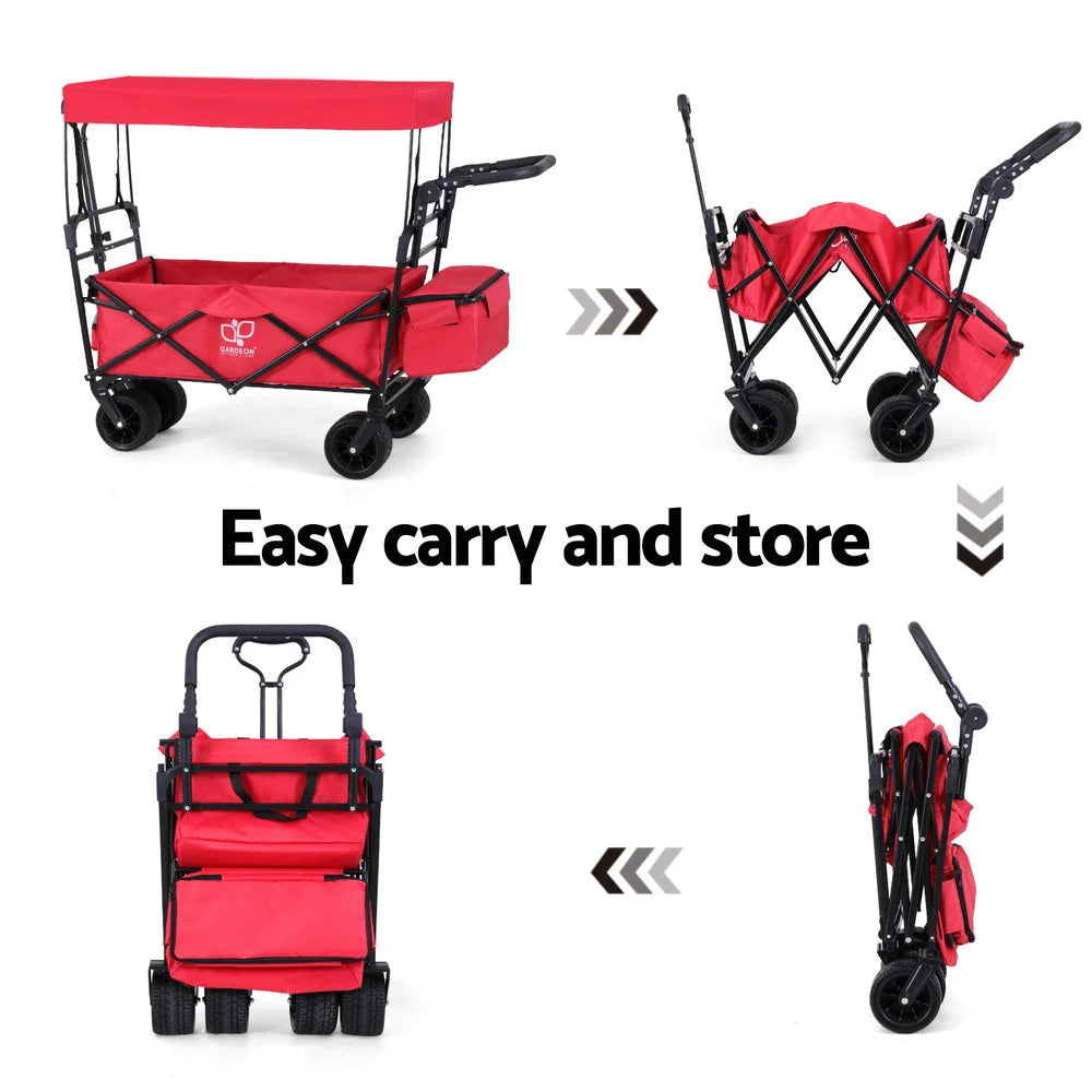 Garden Cart with Removable Canopy - Red - Furniture