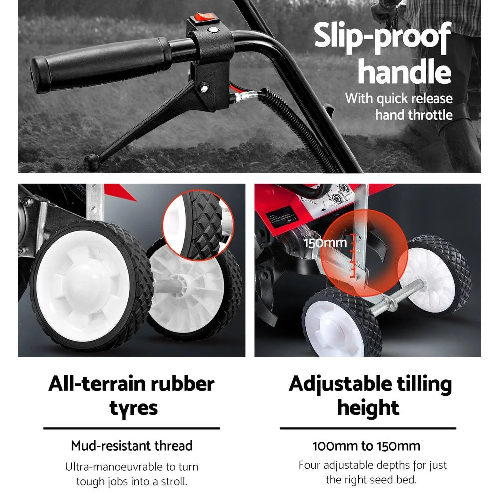 Garden Cultivator Tiller 88CC Petrol Rotary Hoe 16 Tines