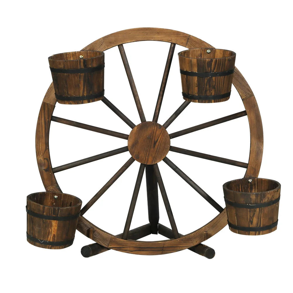 Wooden 80cm plant stand with display shelves and upright posts