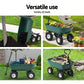 Green 75l storage cart with tray shelves and side handles