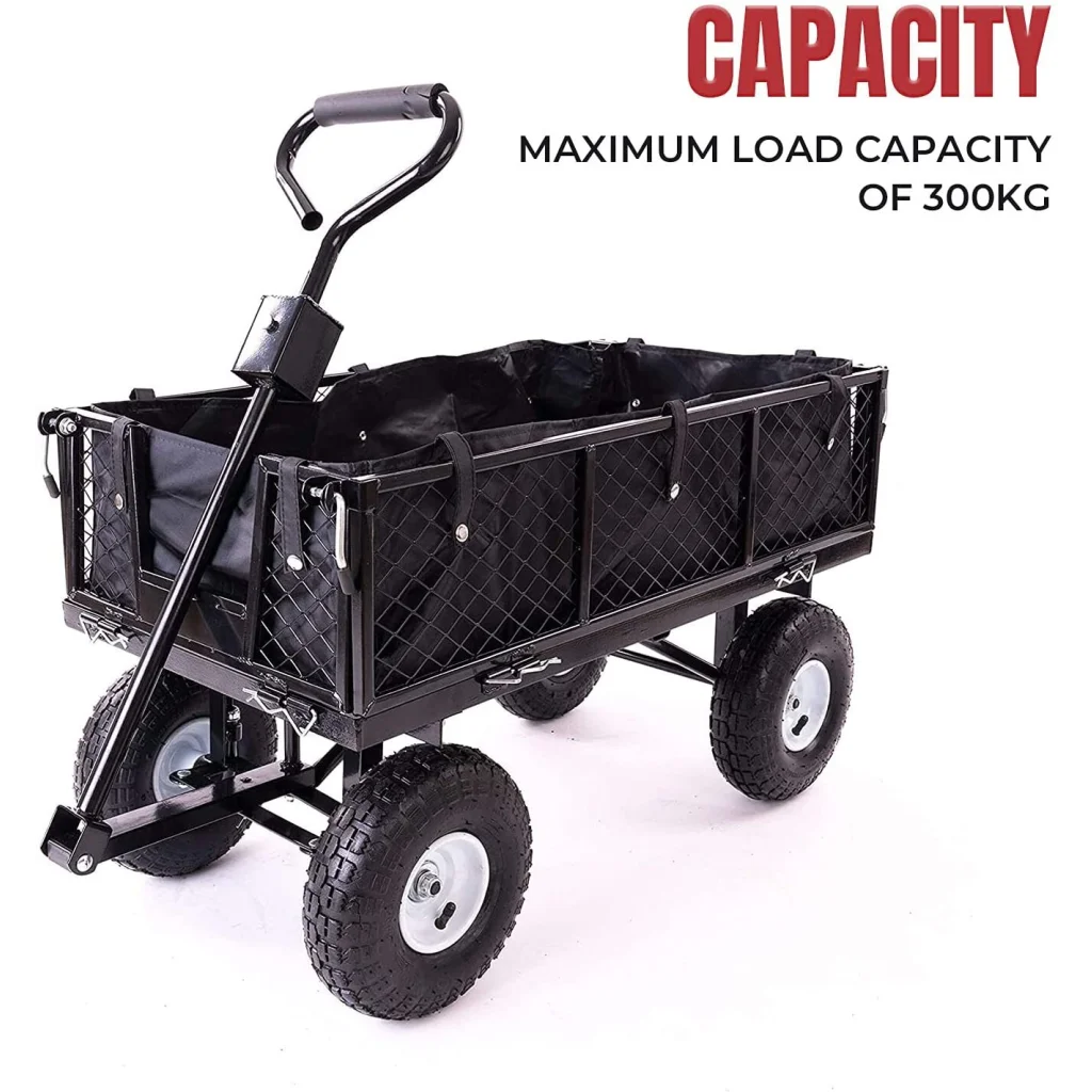 Garden Dump Rolling Mesh Cart Heavy Duty Steel Frame 10