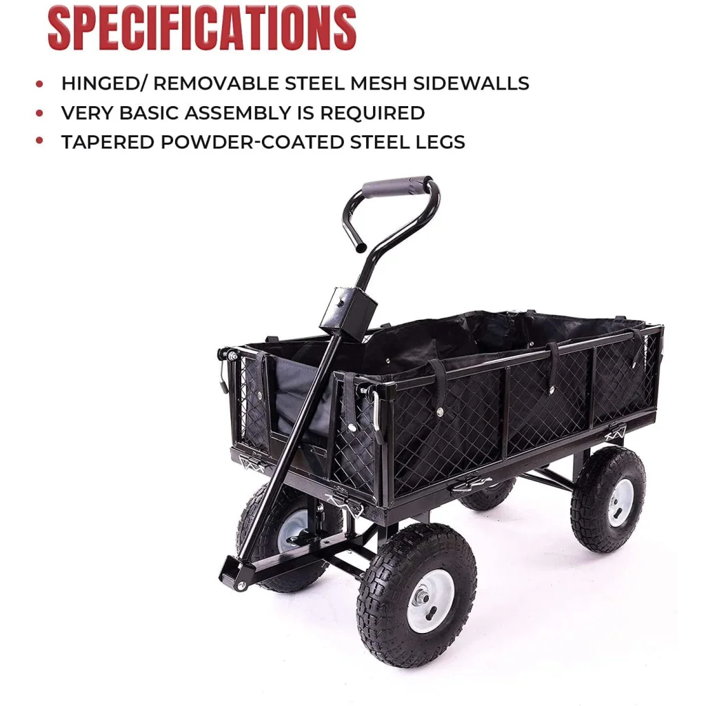 Garden Dump Rolling Mesh Cart Heavy Duty Steel Frame 10