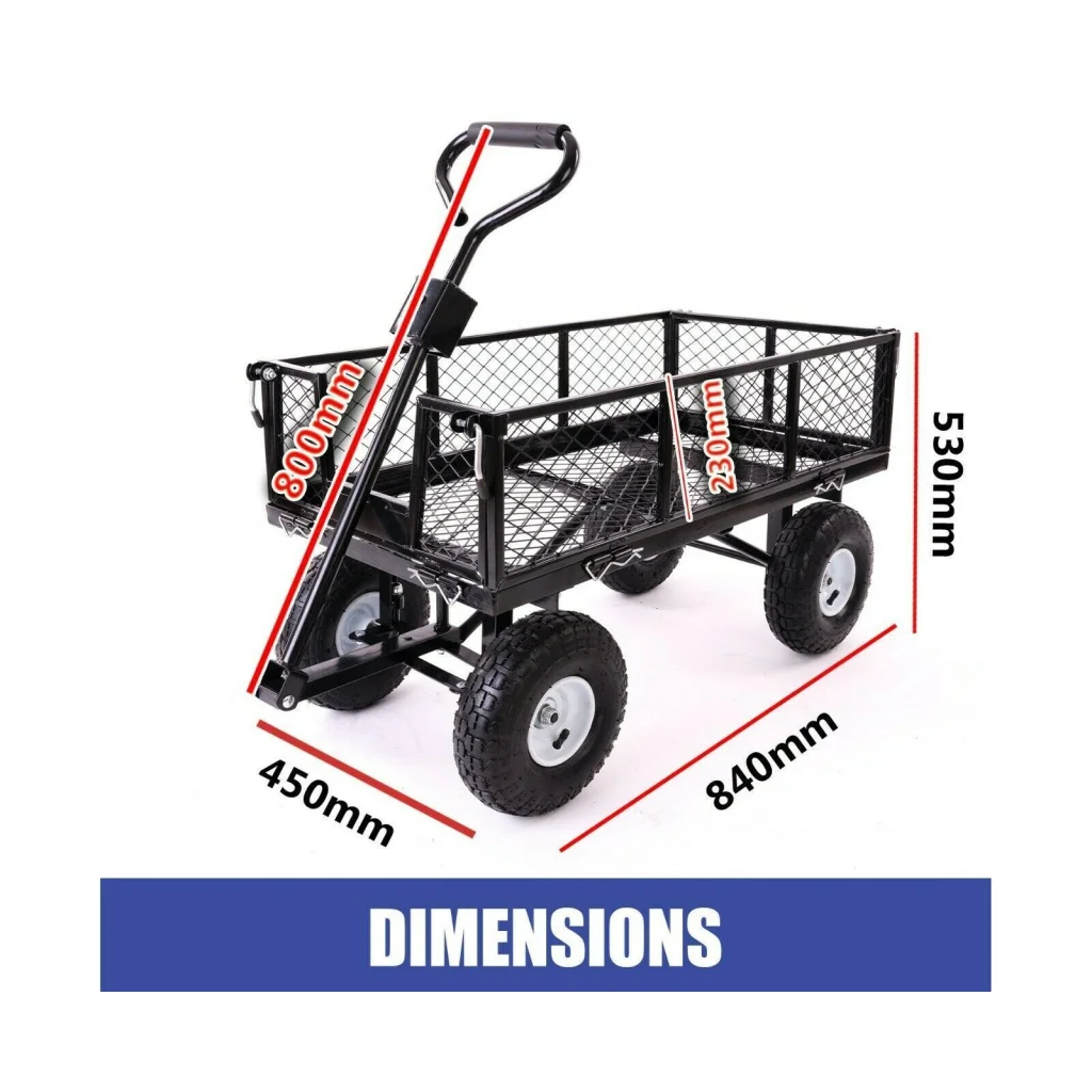 Garden Dump Rolling Mesh Cart Heavy Duty Steel Frame 10
